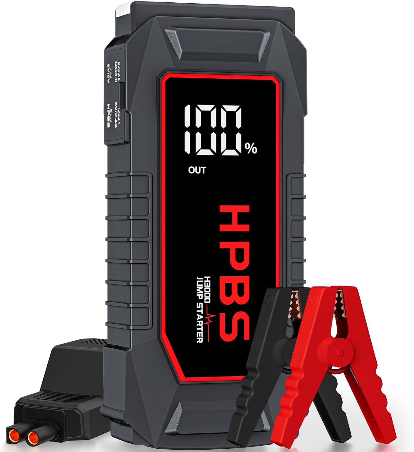 HPBS 5000A peak 12V portable jump starter battery pack with LCD display